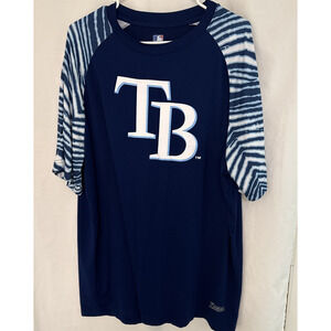 Genuine Merchandise Baseball Tampa Bay Rays Mens T Shirt Sz XL Zubaz Blue/White